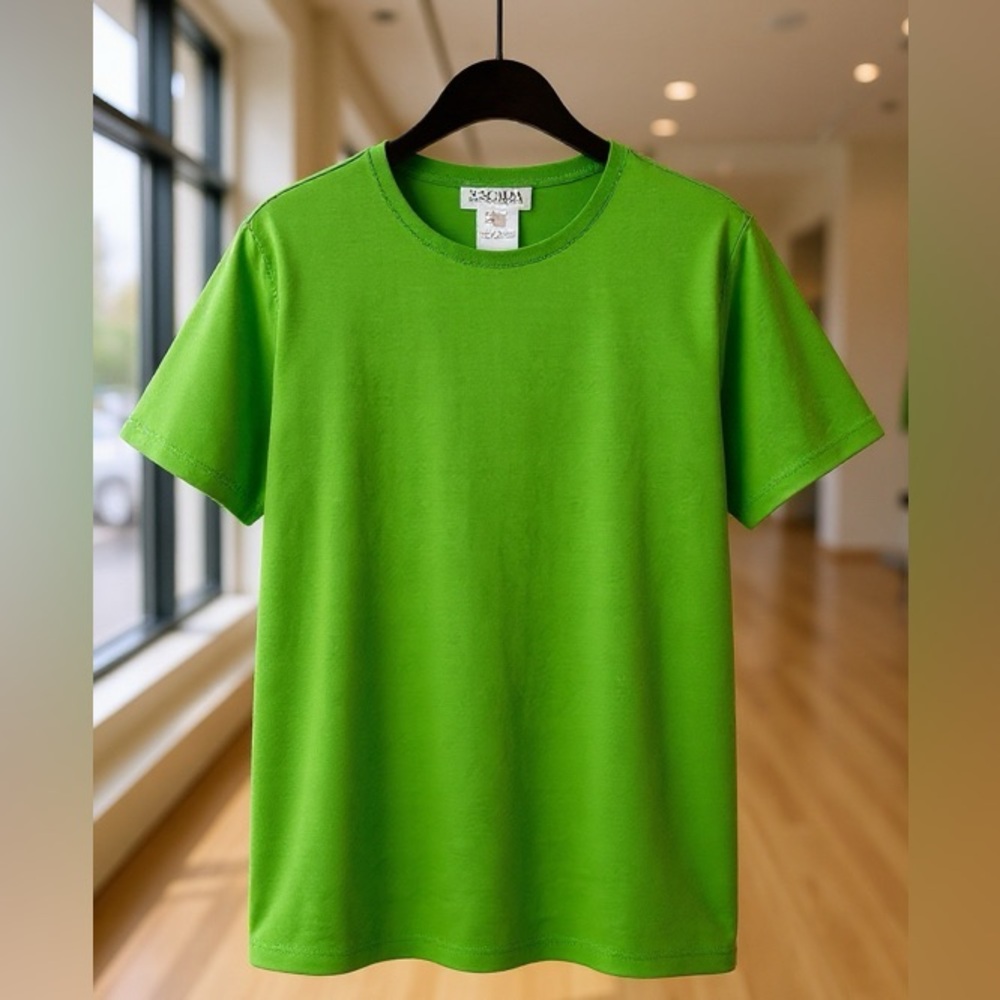 Escada Margaretha Ley Green Grass Merino Wool Crew Neck Top - Vintage - Picture 5 of 10